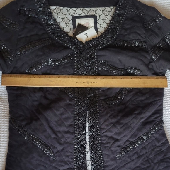 NWT Malvin Women Hamburg Quilted black sequined blazer jacket- SIZE 6-8 - Picture 3 of 8